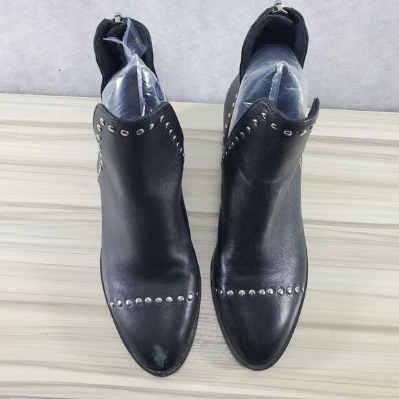 Sz 7 Steve Madden Conspire Booties Black Studs Studded Leather Ankle Boots - Picture 2 of 11